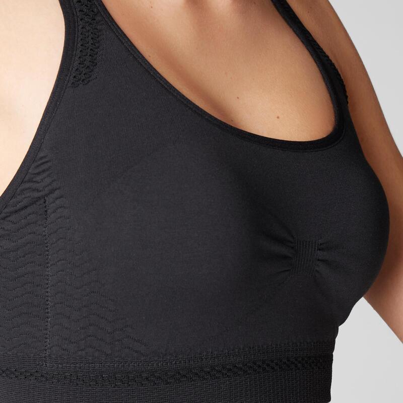 Top Sujetador Deportivo Mujer Comfort Yoga Relleno Extraible Negro