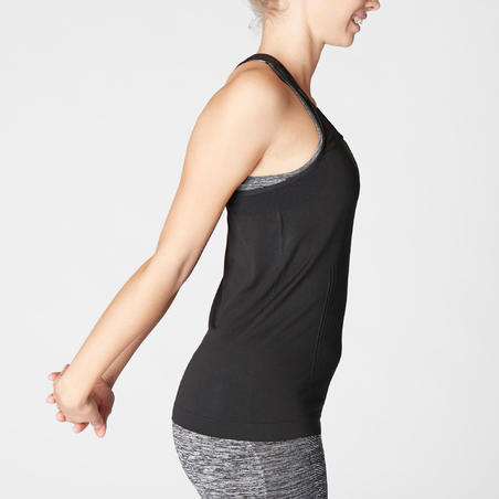 DEBARDEUR YOGA DYNAMIQUE FEMME SANS COUTURES NOIR