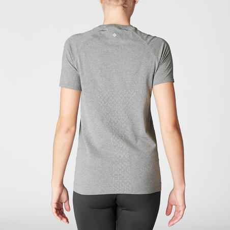 Sömlös T-shirt för dynamisk yoga Dam grå