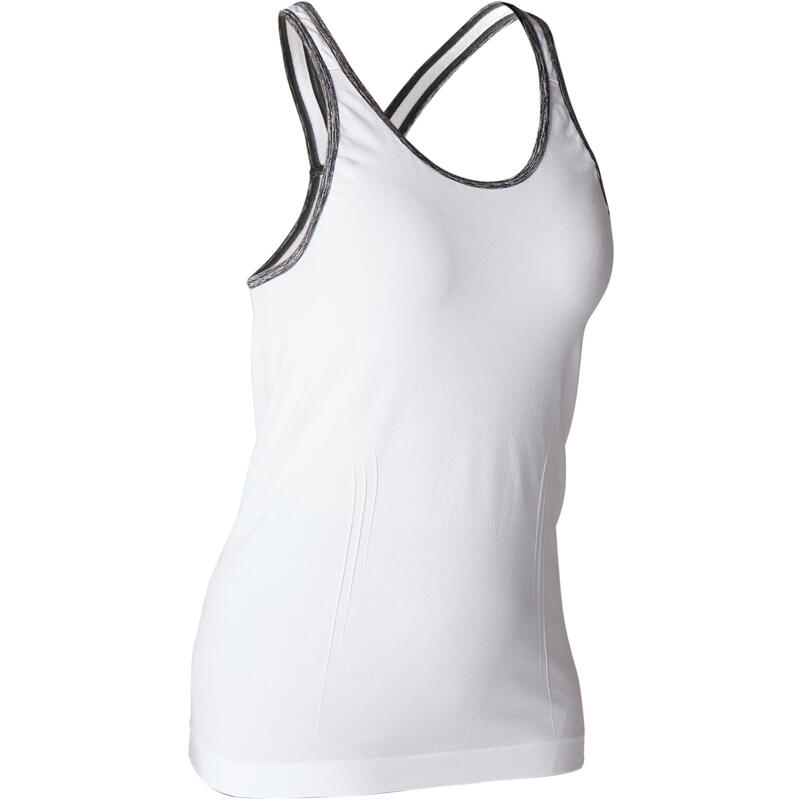 DEBARDEUR YOGA DYNAMIQUE FEMME SANS COUTURES BLANC