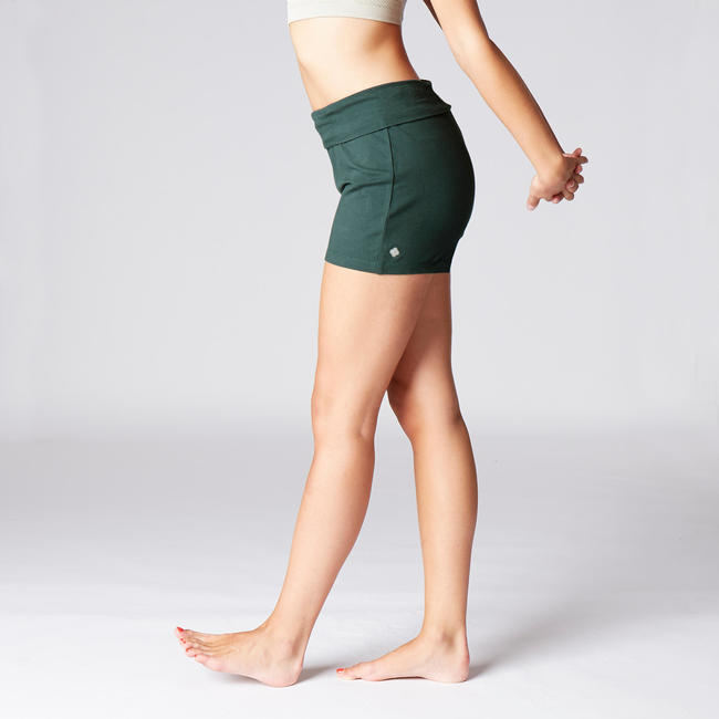 Women's Organic Cotton Gentle Yoga Shorts Dark Green