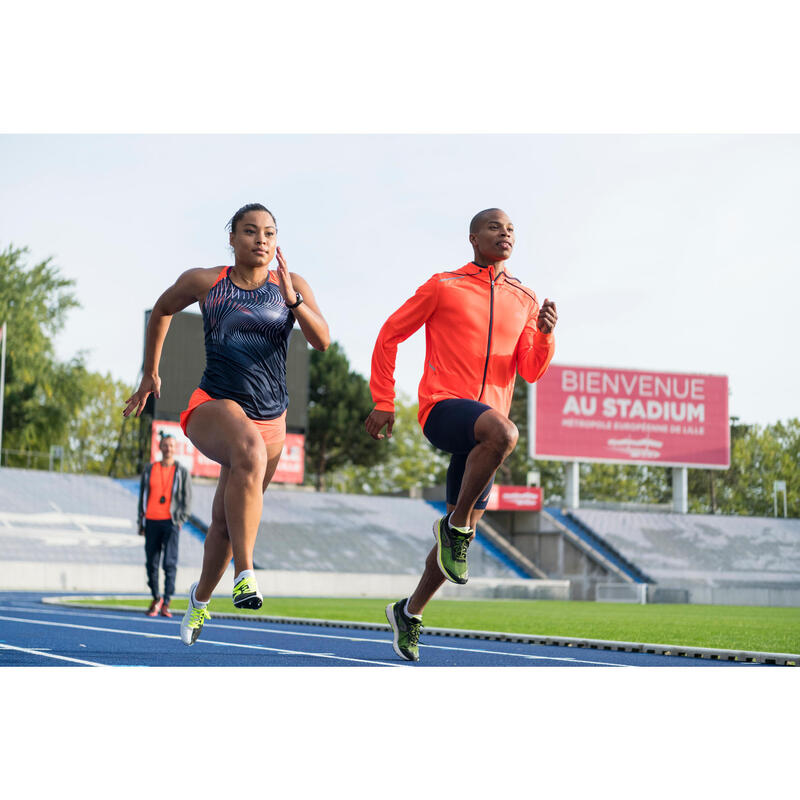 DEBARDEUR D'ATHLETISME FEMME BLEU ET ORANGE