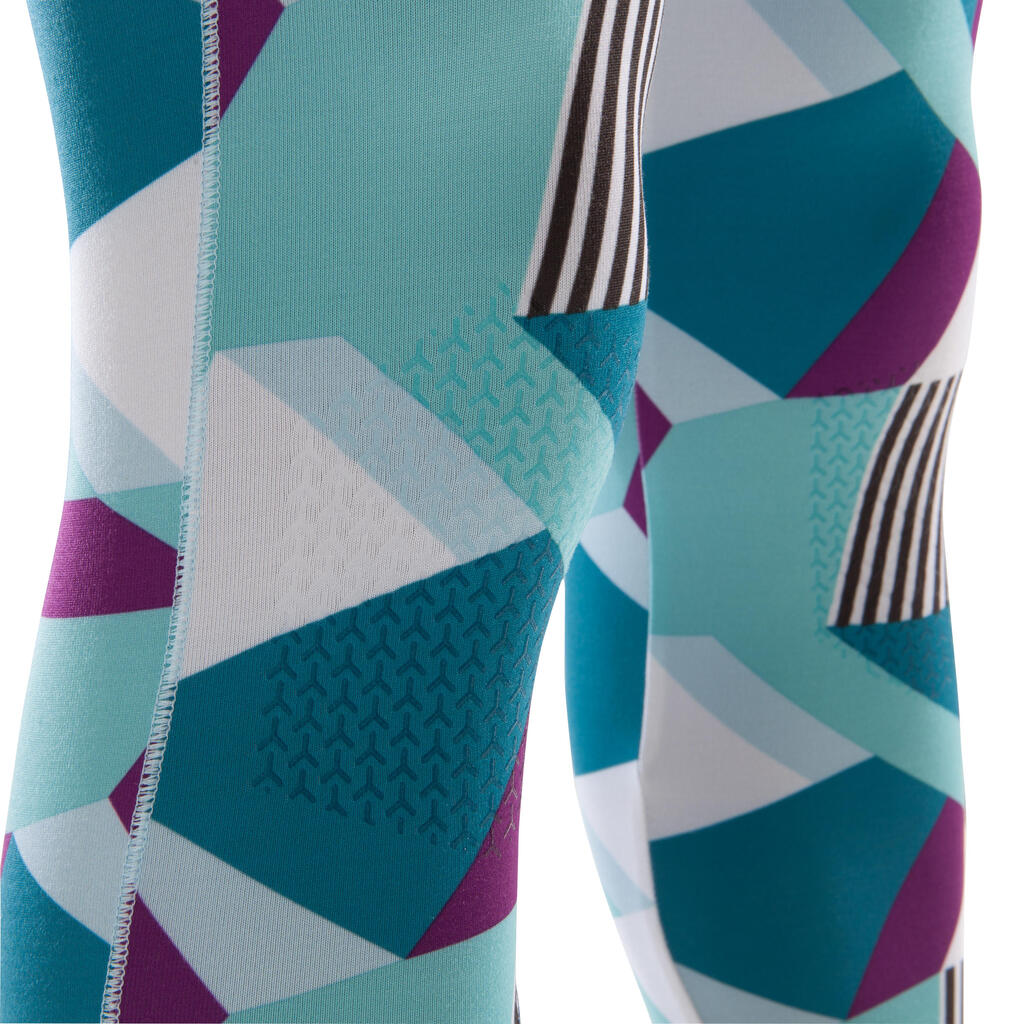 GIRL'S CLIMBING LEGGINGS PURPLE GREEN