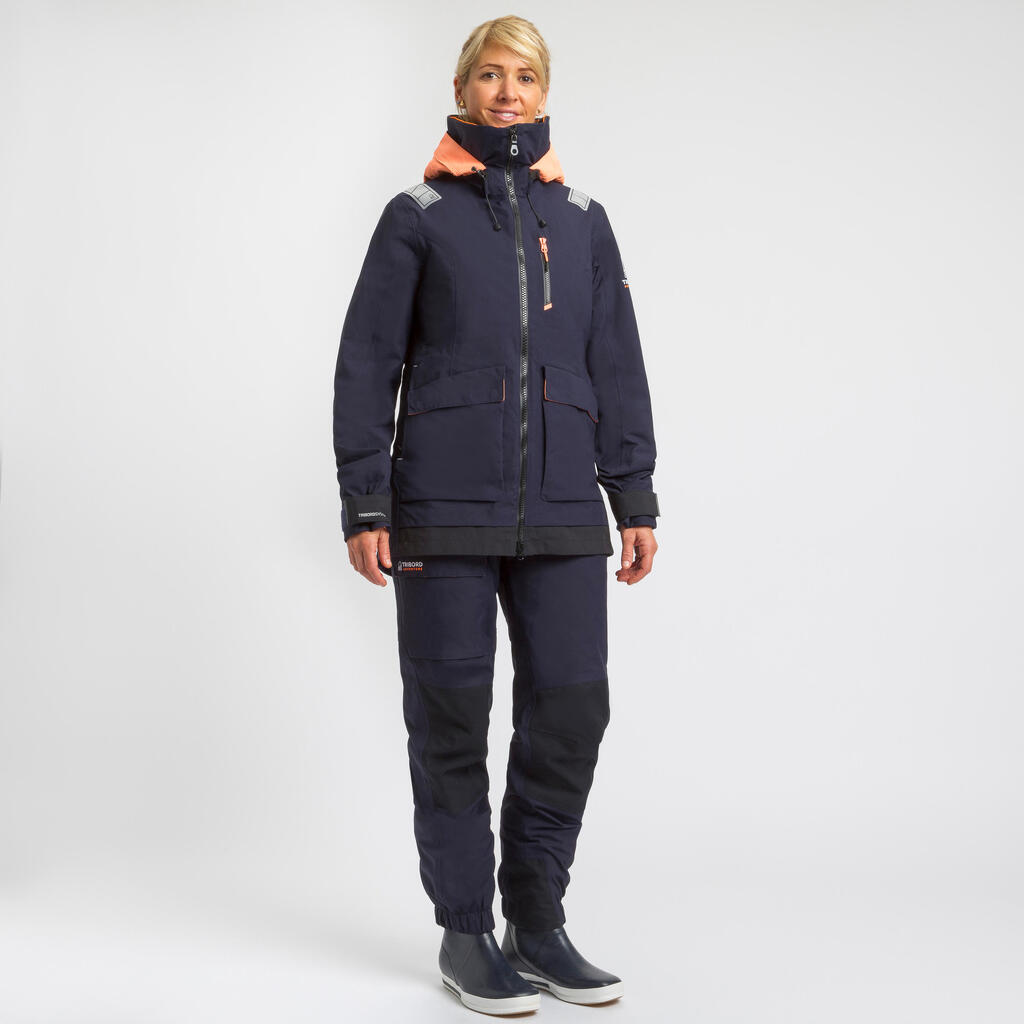 Women's Waterproof Windproof Sailing Jacket 500 - Navy