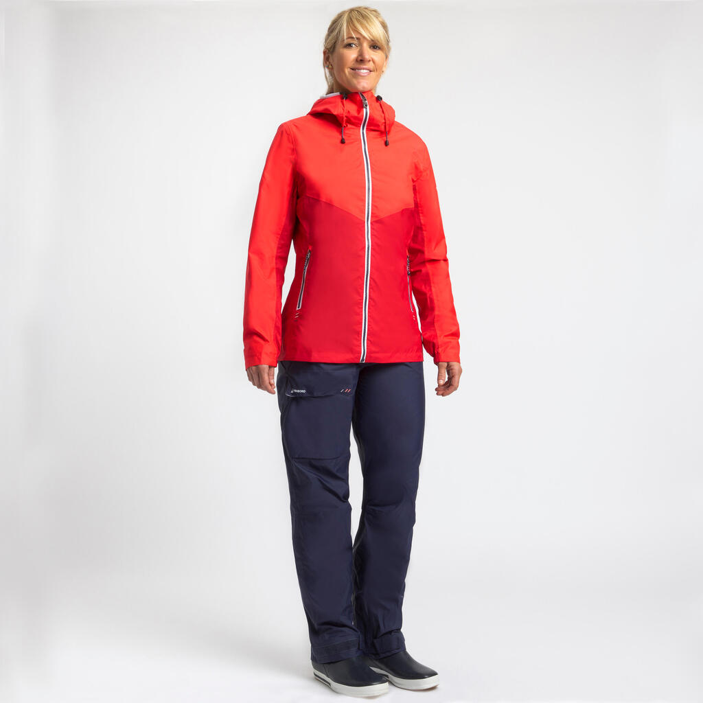 Women’s waterproof sailing jacket - wet-weather jacket SAILING 100 ochre