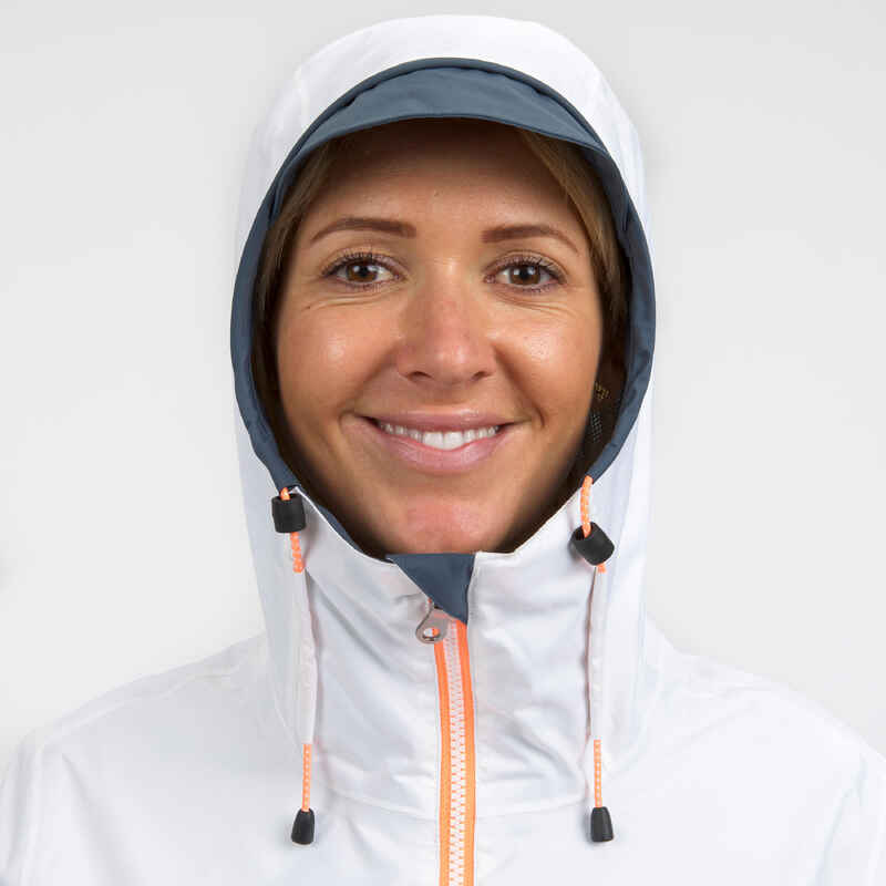 Women’s waterproof sailing jacket 100 Grey White Decathlon