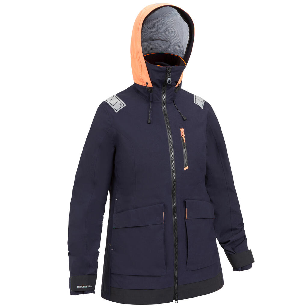 Women's Waterproof Windproof Sailing Jacket 500 - Navy