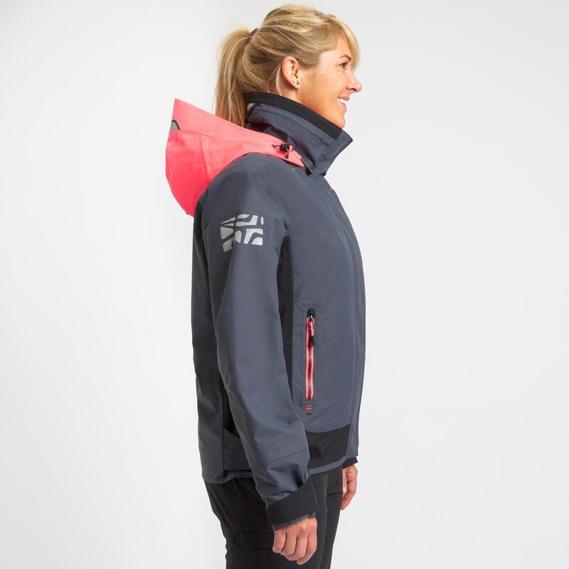 Blouson de régate bateau femme Race 500 gris rose