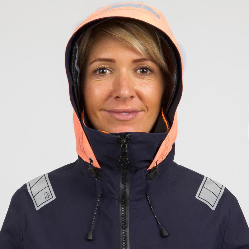 Chaqueta impermeable vela Mujer Sailing 500 azul marino