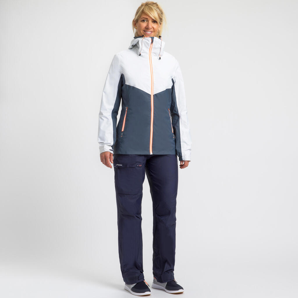 Segeljacke wasserdicht Sailing 100 Damen grau/weiss