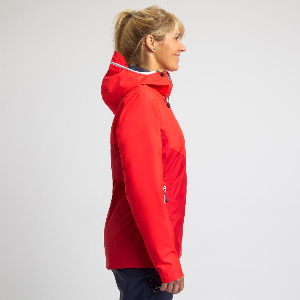 Women’s waterproof sailing jacket - wet-weather jacket SAILING 100 ochre