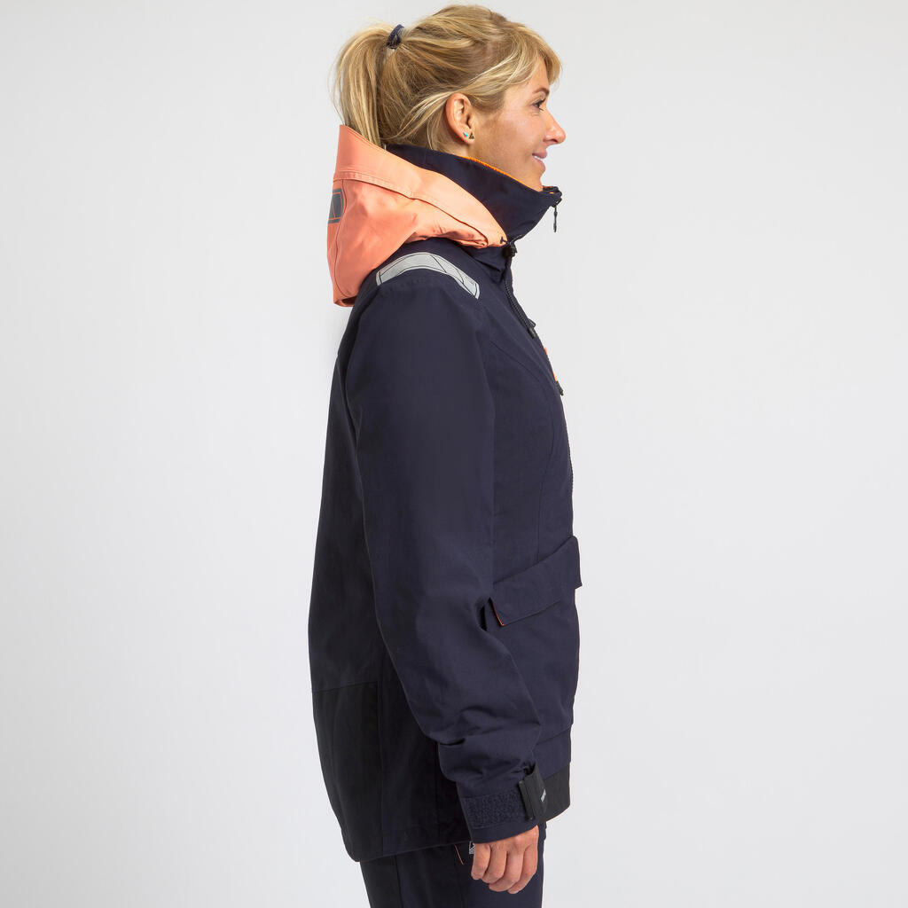 Women's Waterproof Windproof Sailing Jacket 500 - Navy