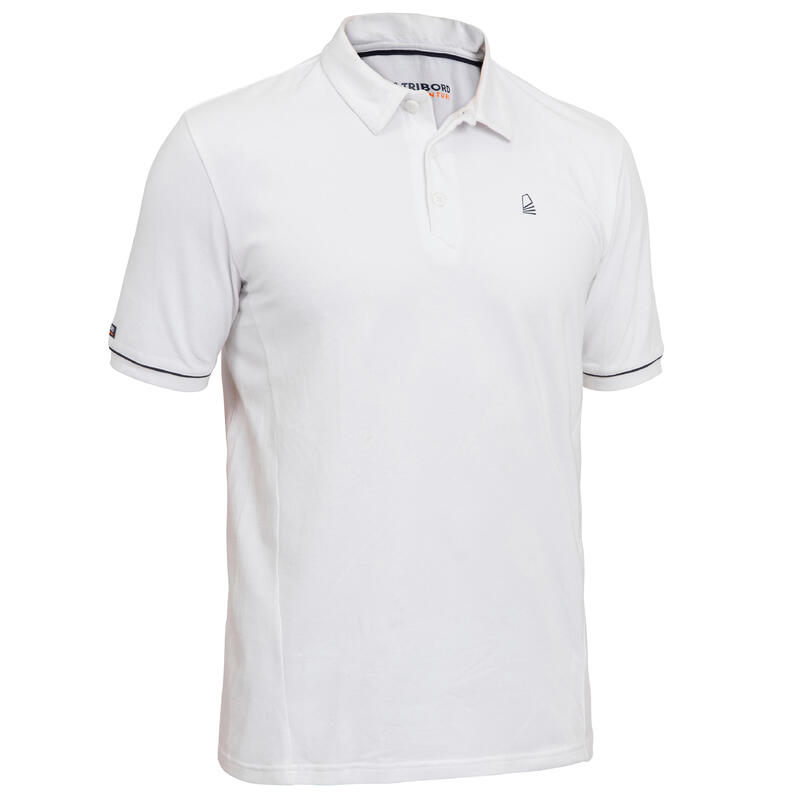 Polo manche courte de voile homme SAILING 100 Blanc