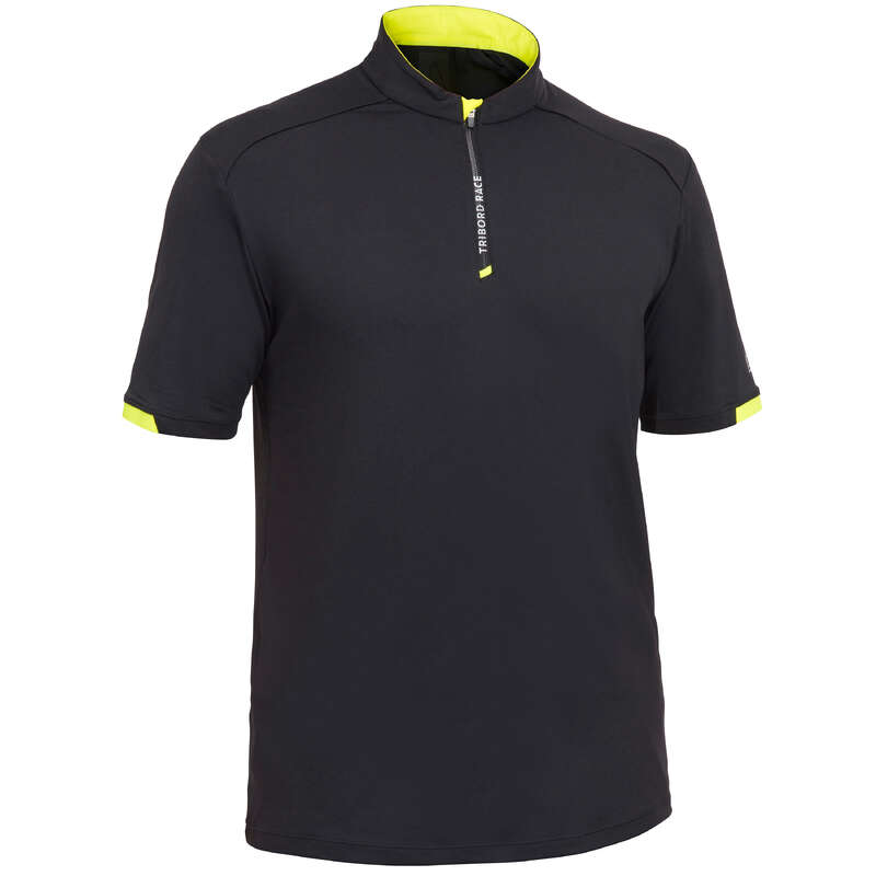 REGATTA WARM WEATHER MAN CLOTHES Sailing - Men's T-Shirt Race BlackYellow TRIBORD - Sailing Clothing