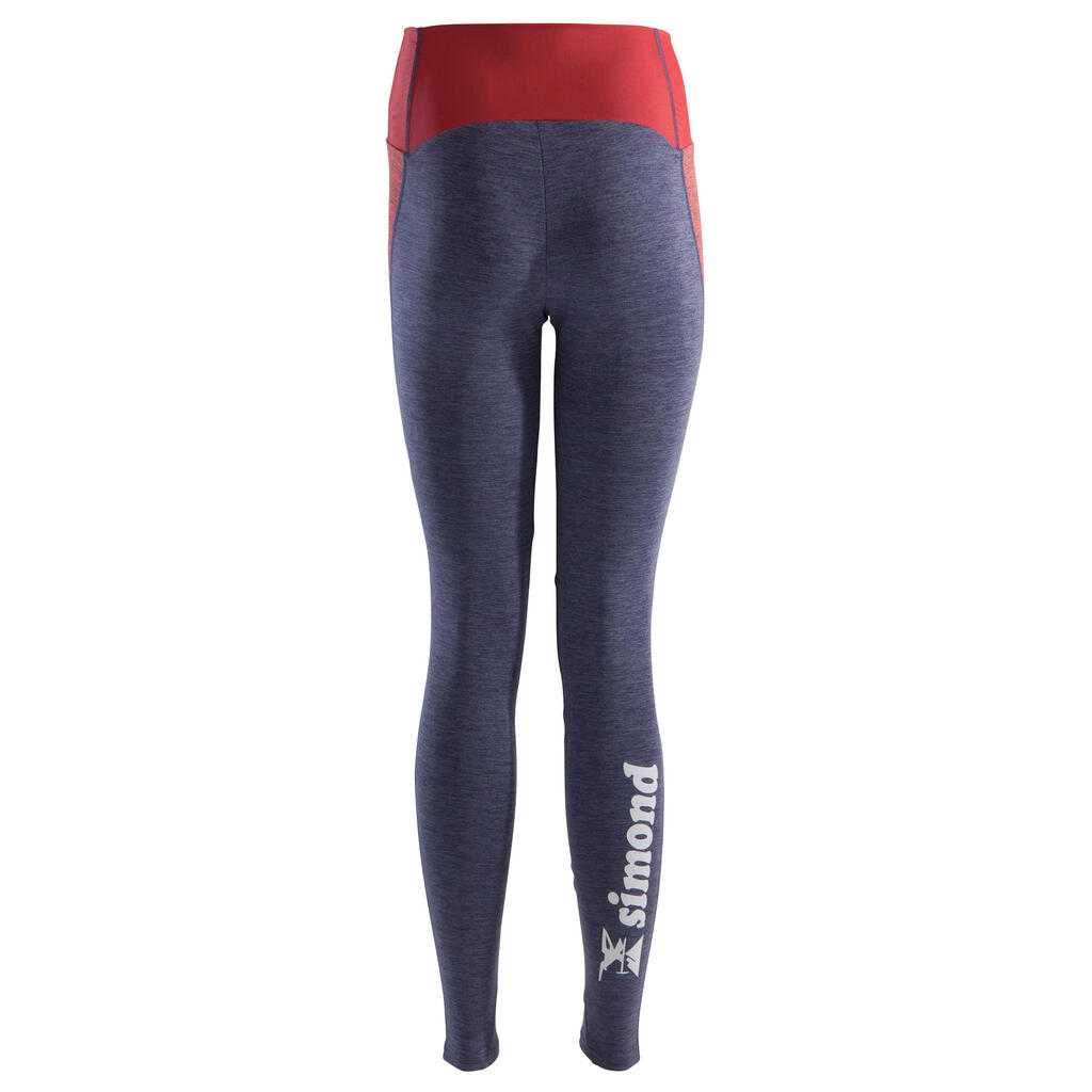 WOMEN’S CLIMBING LEGGINGS VERTIKA BURGUNDY AND DENIM BLUE