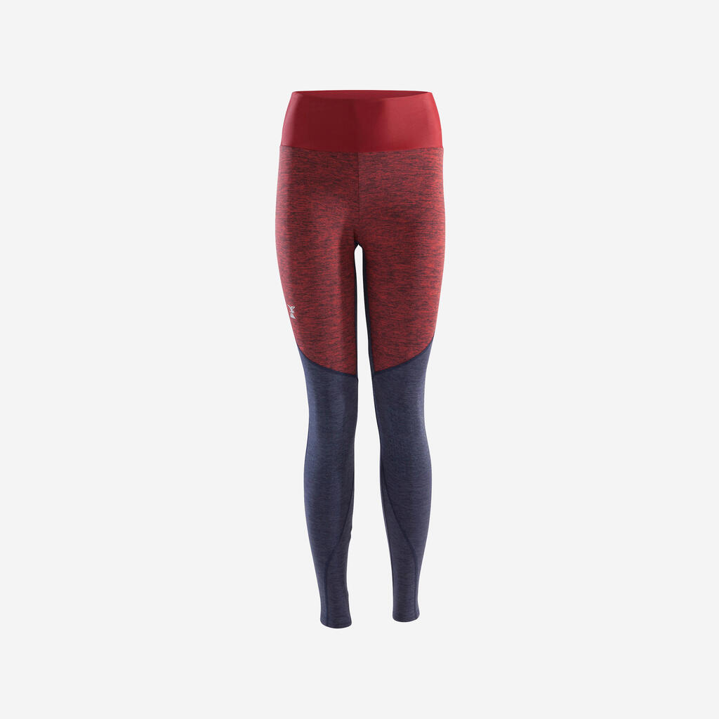 LEGGING D'ESCALADE-VERTIKA BORDEAUX ET BLEU DENIM FEMME