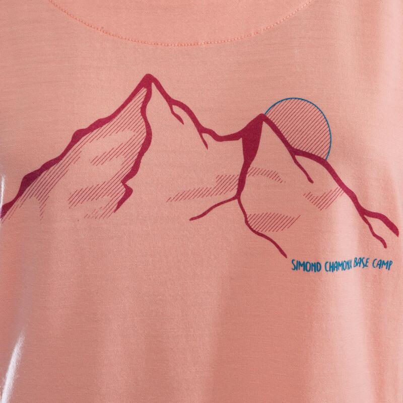 Camiseta de Escalada Mujer Simond Lana Merina Rosa
