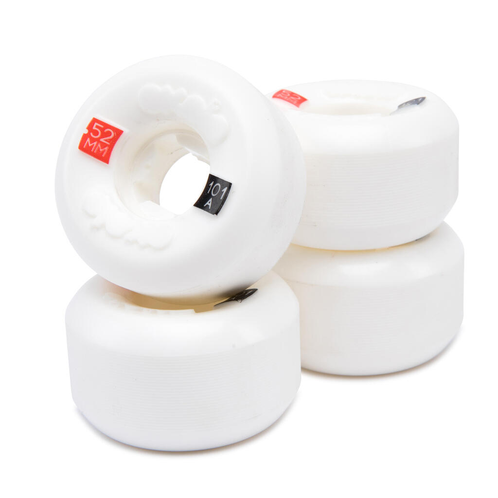 Kit de 4 ruedas para skateboard Oxelo tamaño 52mm - 101a blanco