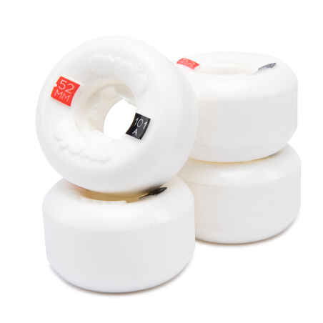 Kit de 4 ruedas para skateboard Oxelo tamaño 52mm - 101a blanco