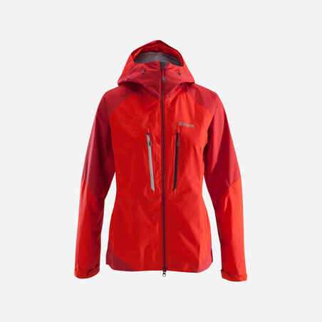 Rdeča ženska vodoodporna gorniška jakna ALPINISM