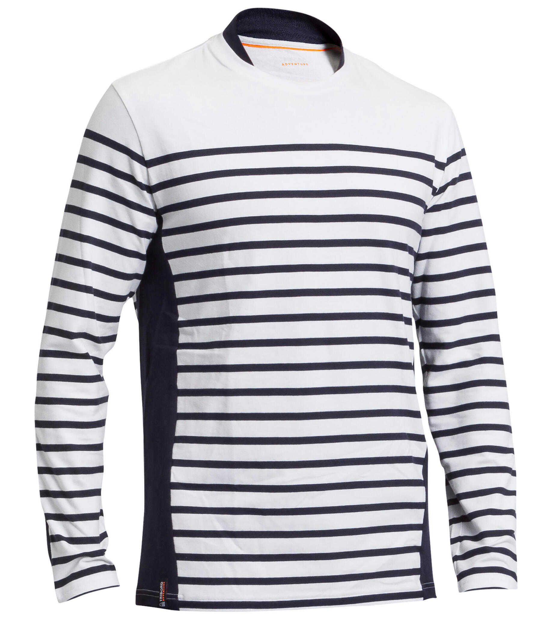 TRIBORD SAILING 500 MEN S SAILING LONG SLEEVE T SHIRT WHITE STRIPED