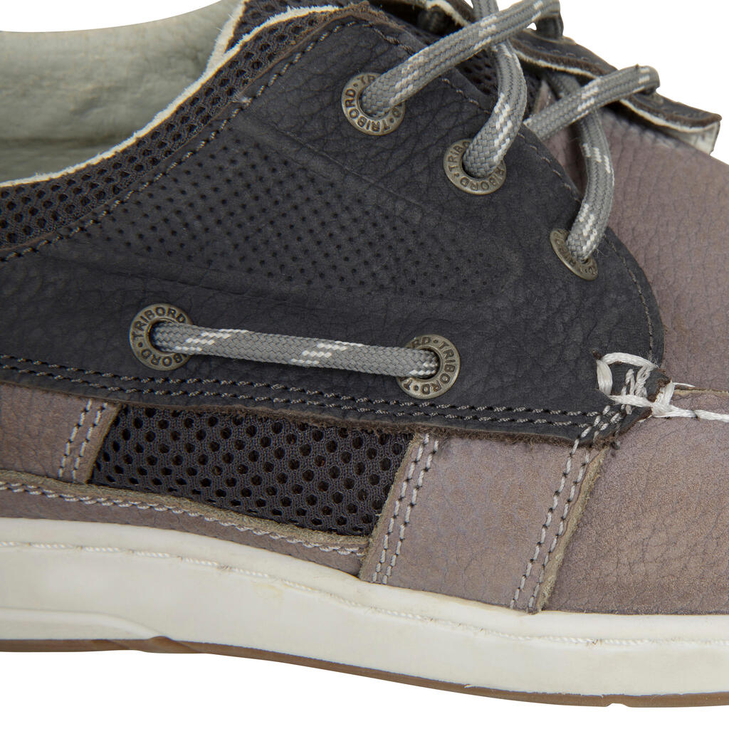 Men’s Leather Boat Shoes CLIPPER - Petrol Blue / Khaki