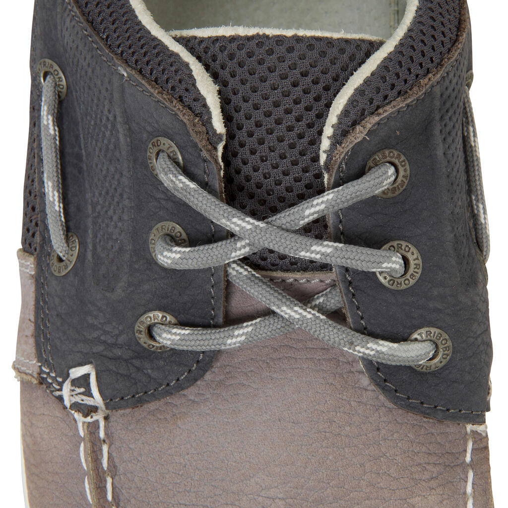 Men’s Leather Boat Shoes CLIPPER - Petrol Blue / Khaki