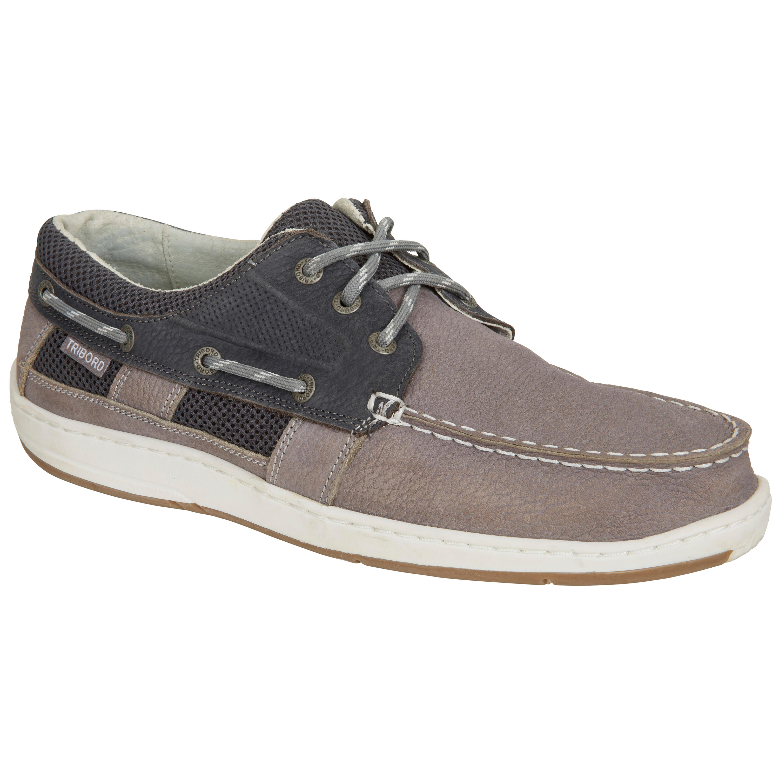 Men's Leather Boat Shoes CLIPPER - Grey 5/9
