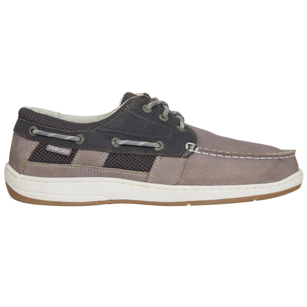 Chaussures bateau cuir homme CLIPPER Gris
