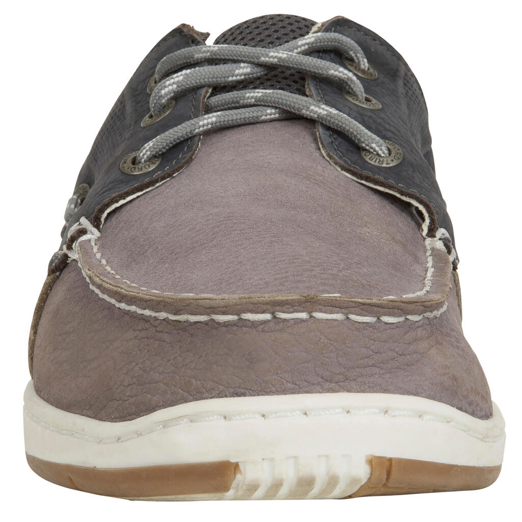 Men’s Leather Boat Shoes CLIPPER - Petrol Blue / Khaki