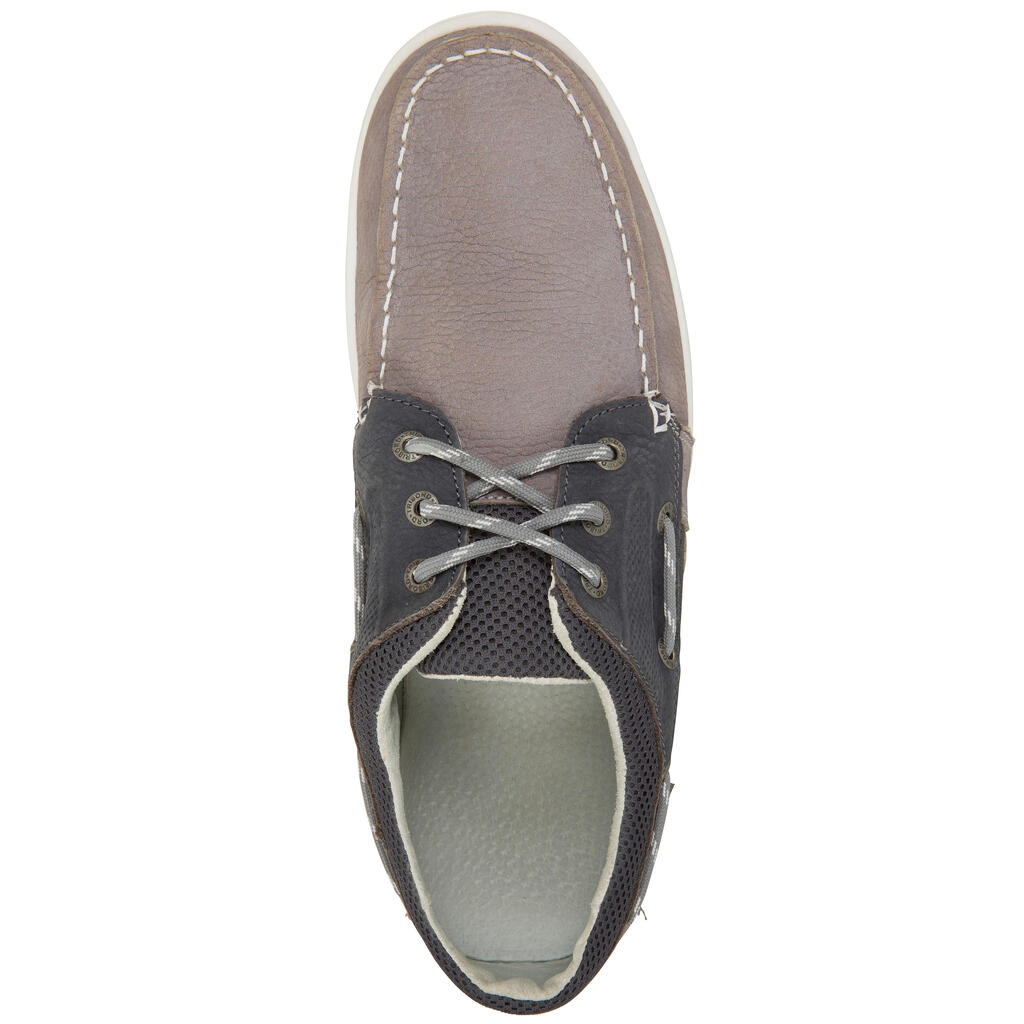 Men’s Leather Boat Shoes CLIPPER - Petrol Blue / Khaki