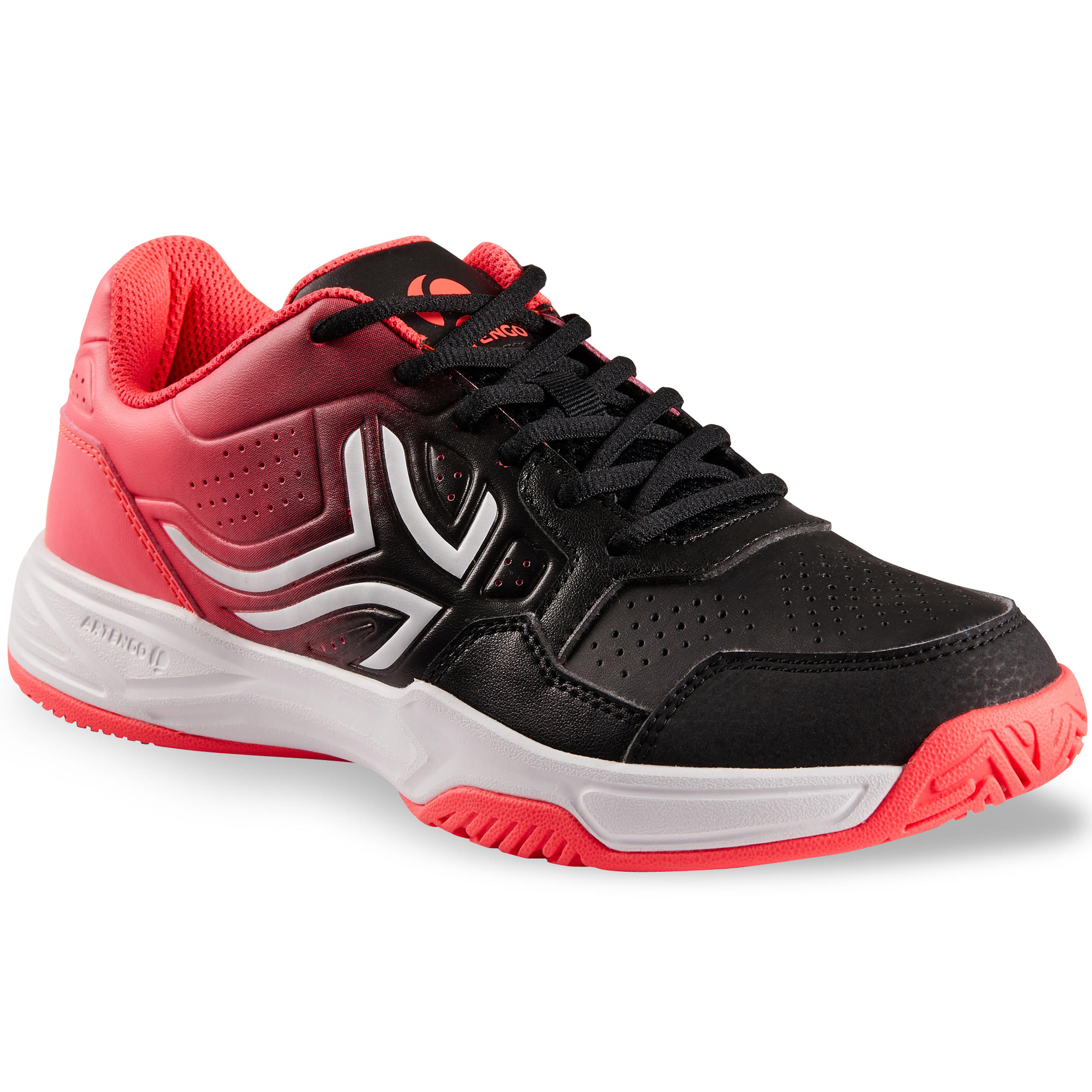 black and pink tennis shoes