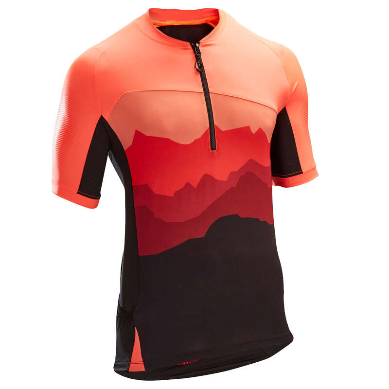 MEN WARM WEATHER ST MTB APPAREL Cycling - ST500 Short Sleeve Mountain Bike Jersey - Red/Black ROCKRIDER - Cycling