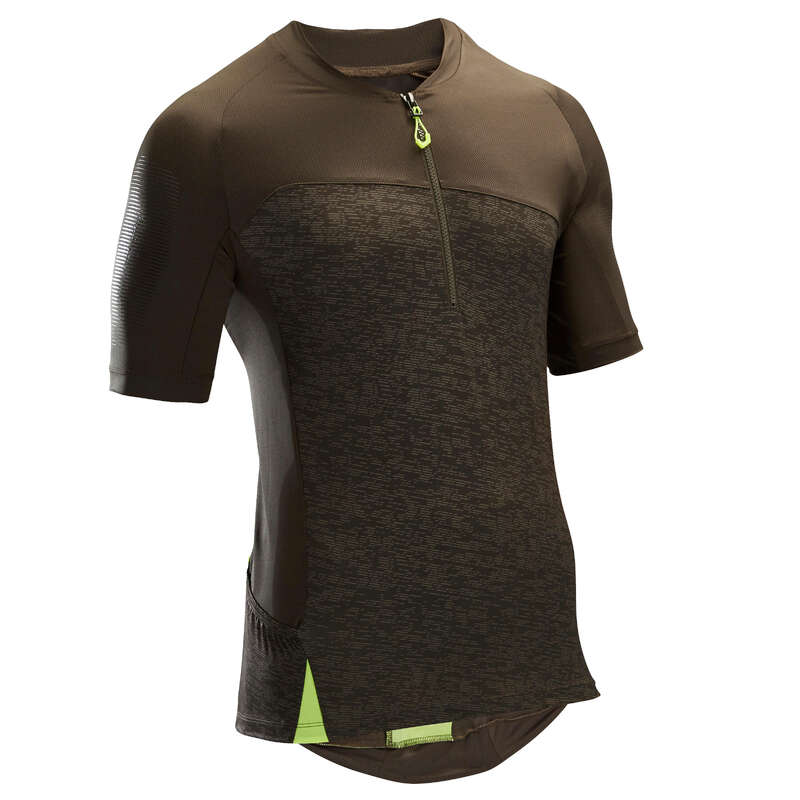 MEN WARM WEATHER ST MTB APPAREL Cycling - ST500 Short Sleeve Mountain Bike Jersey - Khaki ROCKRIDER - Cycling