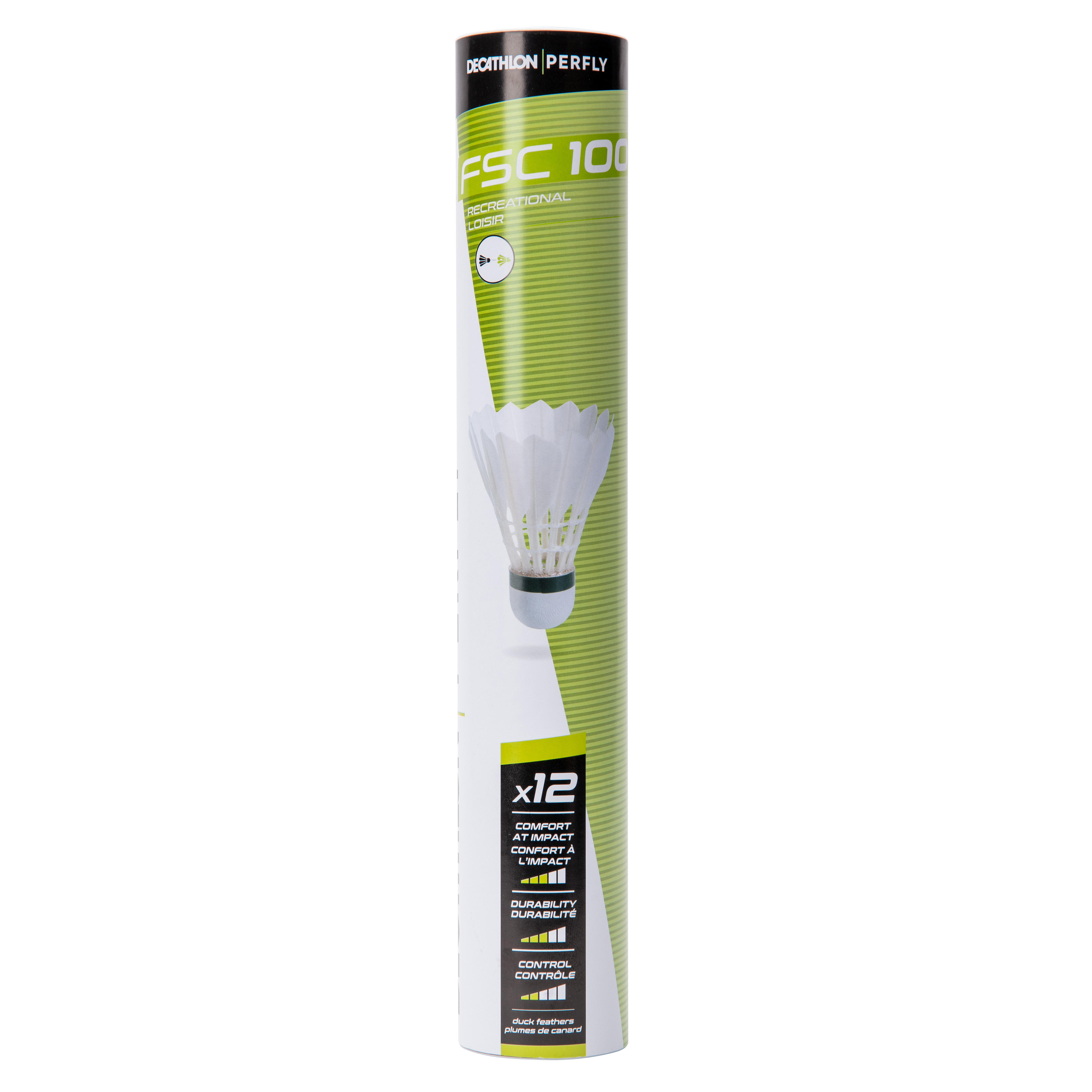 Lot de 12 volants de badminton plumes FSC 100 - PERFLY