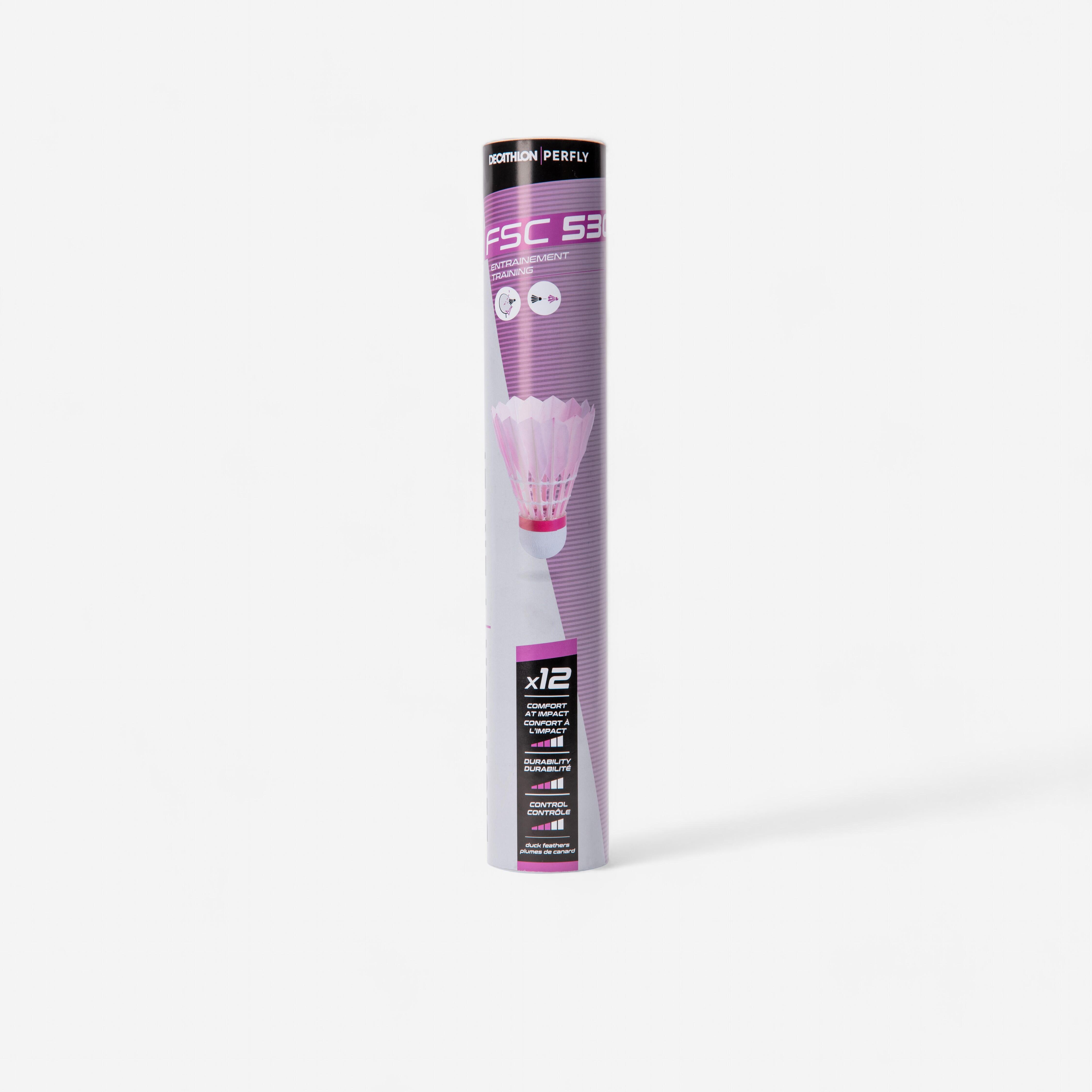 Perfly - Volant En Plumes Fsc 530 Speed 77 X 12 - Rose - Volant Plume - Badminton Squash - - Taille Unique - Decathlon