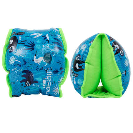 Brassards piscine bleu imprimé "SLOTH " intérieur tissu enfant 15 -30 kg