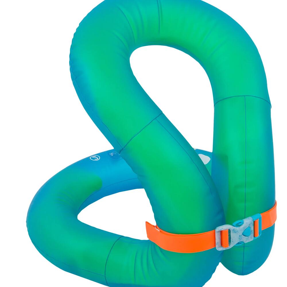 GILET DE NATATION GONFLABLE VERT ET BLEU TAILLE L (75-90 KG)