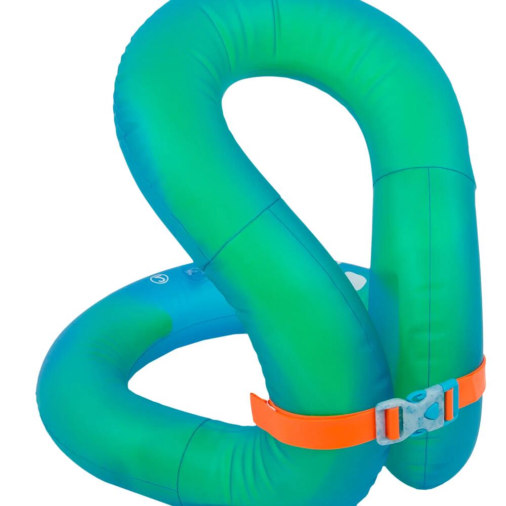 GILET DE NATATION GONFLABLE VERT ET BLEU TAILLE L (75-90 KG)