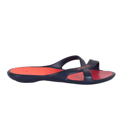 WOMEN'S POOL SANDALS SLAP 500 NAVY BLUE PRINTED PINK