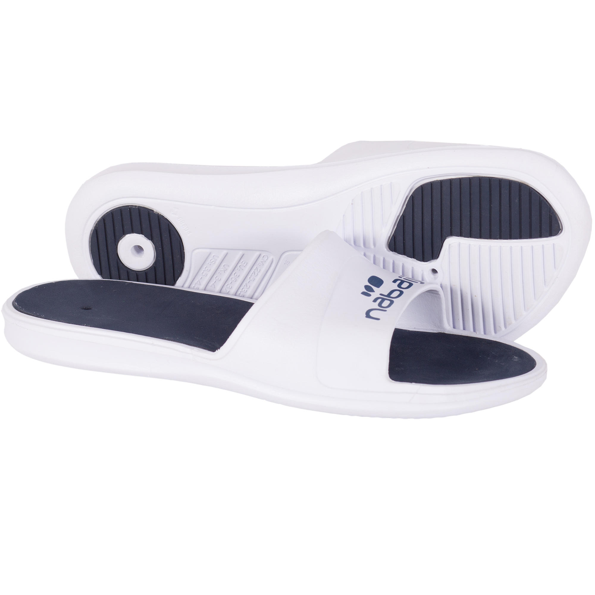 Men's Swimming Pool Sandals Slap 500 - White Blue | Nabaiji