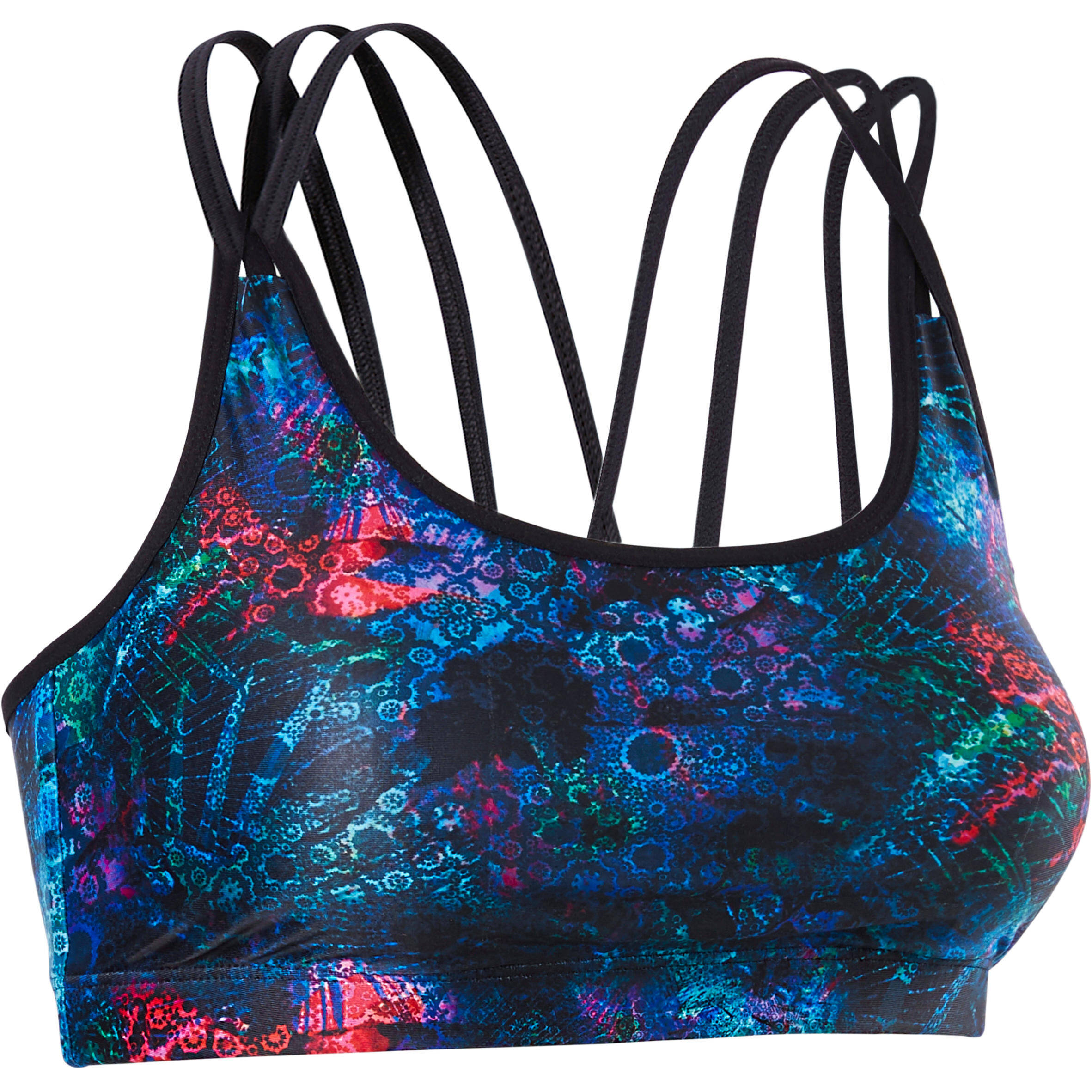 Women's Fitness Dance Crossed-Strap Sports Bra - Blue -  1