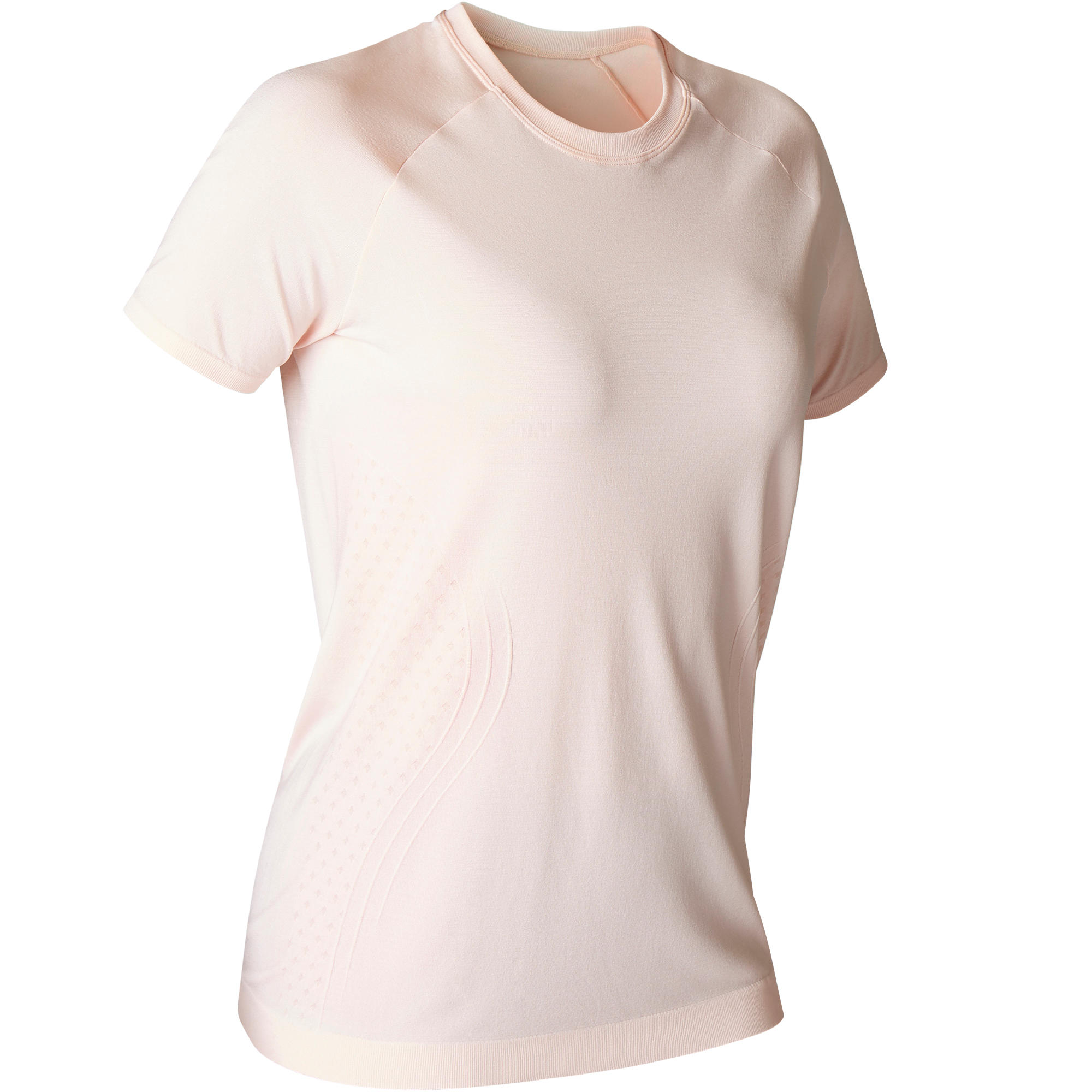 Domyos Naadloos Dames T Shirt Voor Dynamische Yoga Roze domyos kopen in de aanbieding