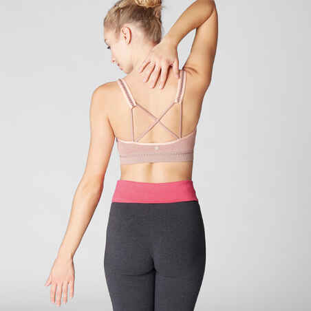 Seamless Gentle Yoga Sports Bra - Pale Pink - Decathlon