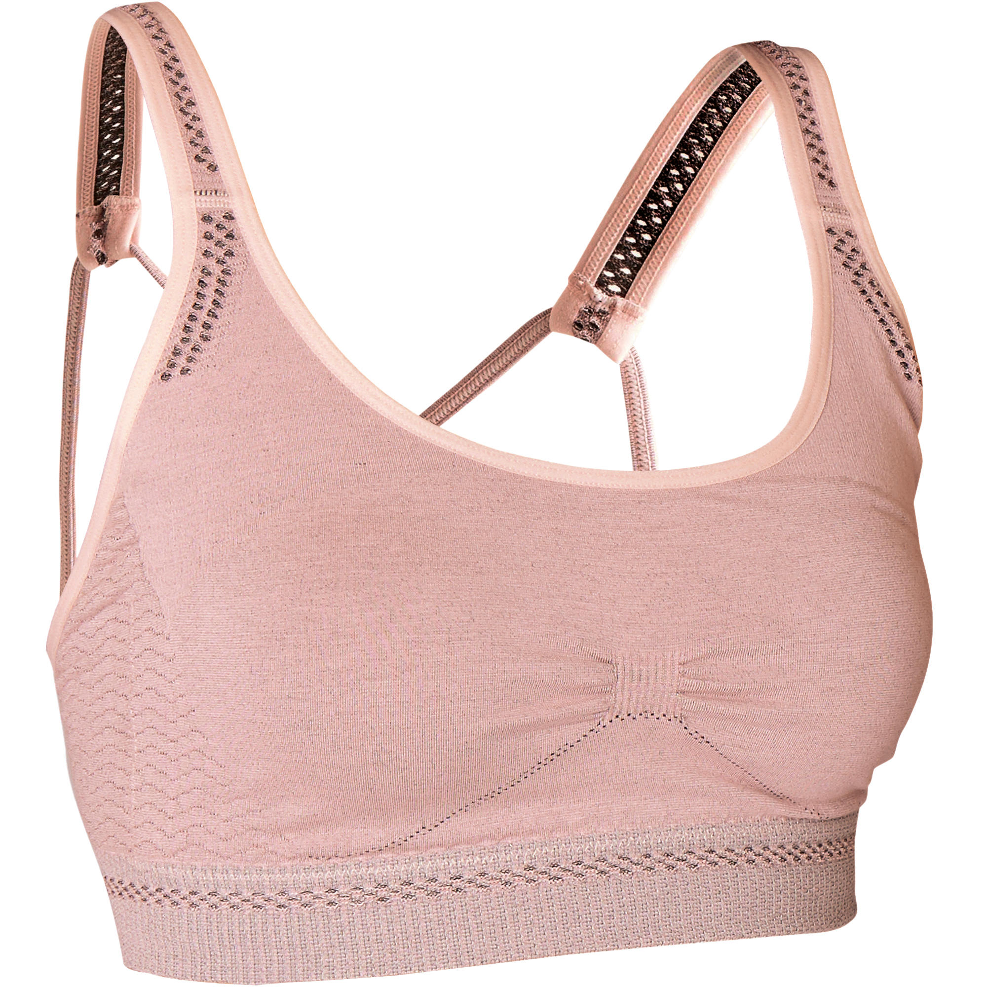 Seamless Gentle Yoga Sports Bra Pale Pink Domyos by Decathlon