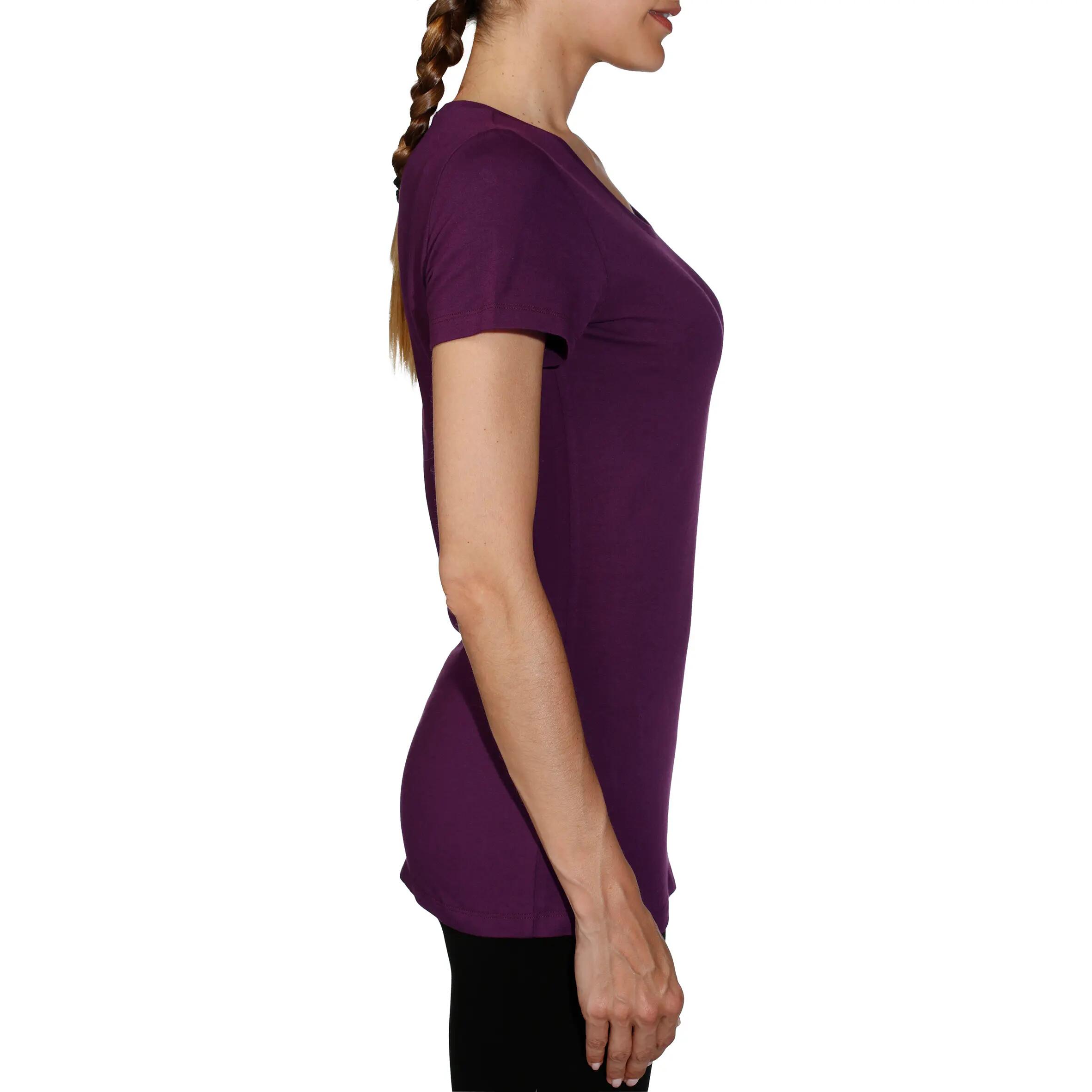 Women's Gentle Gymnastics, Yoga and Pilates Organic-cotton T-shirt - Burgundy 3/10