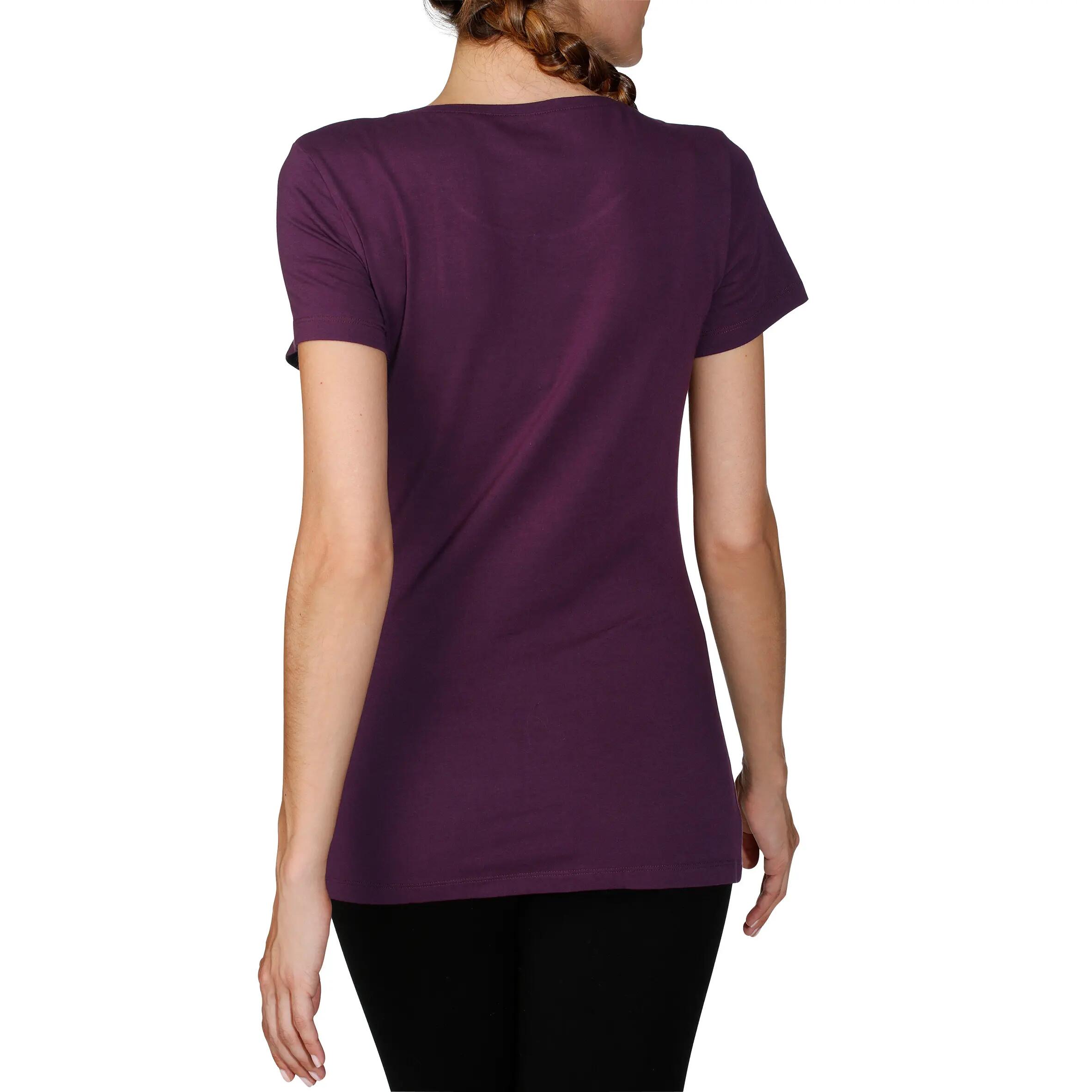 Women's Gentle Gymnastics, Yoga and Pilates Organic-cotton T-shirt - Burgundy 4/10