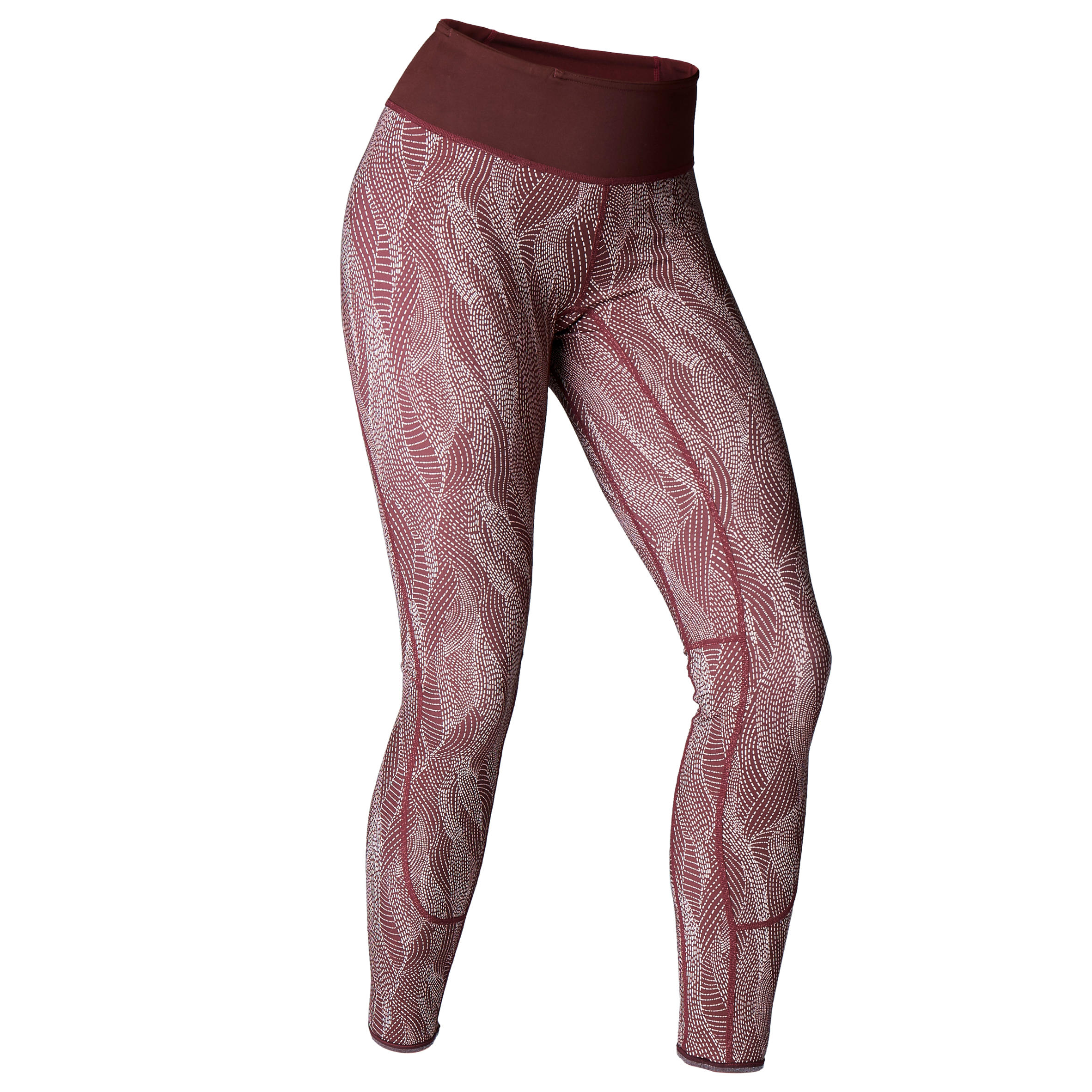 Mallas Leggings Deportivos Yoga Domyos 920 Slim Reversible Mujer Burdeos Rosa Decathlon