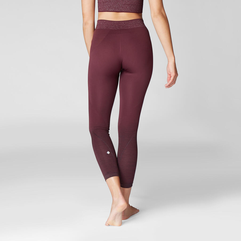 7/8-Leggings Yoga nahtlos bordeaux 