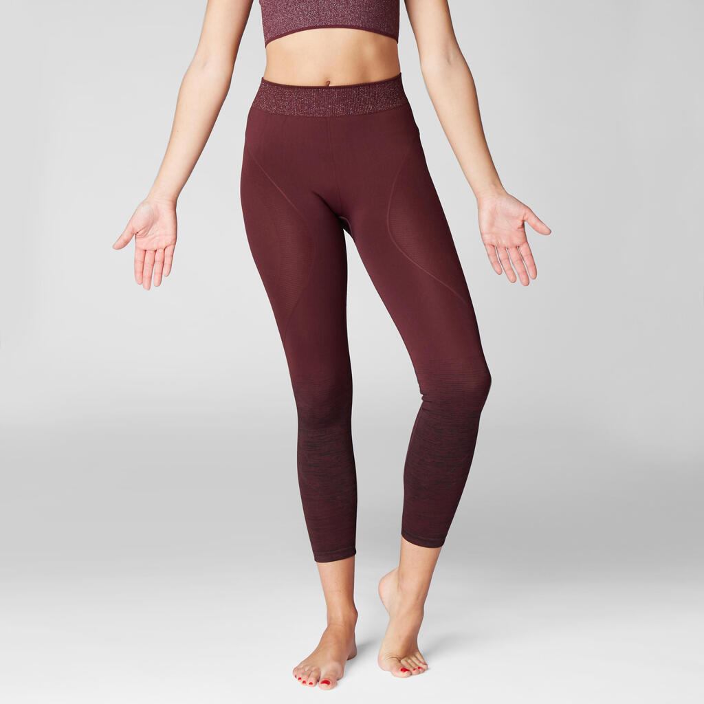 7/8-Leggings Yoga nahtlos bordeaux 